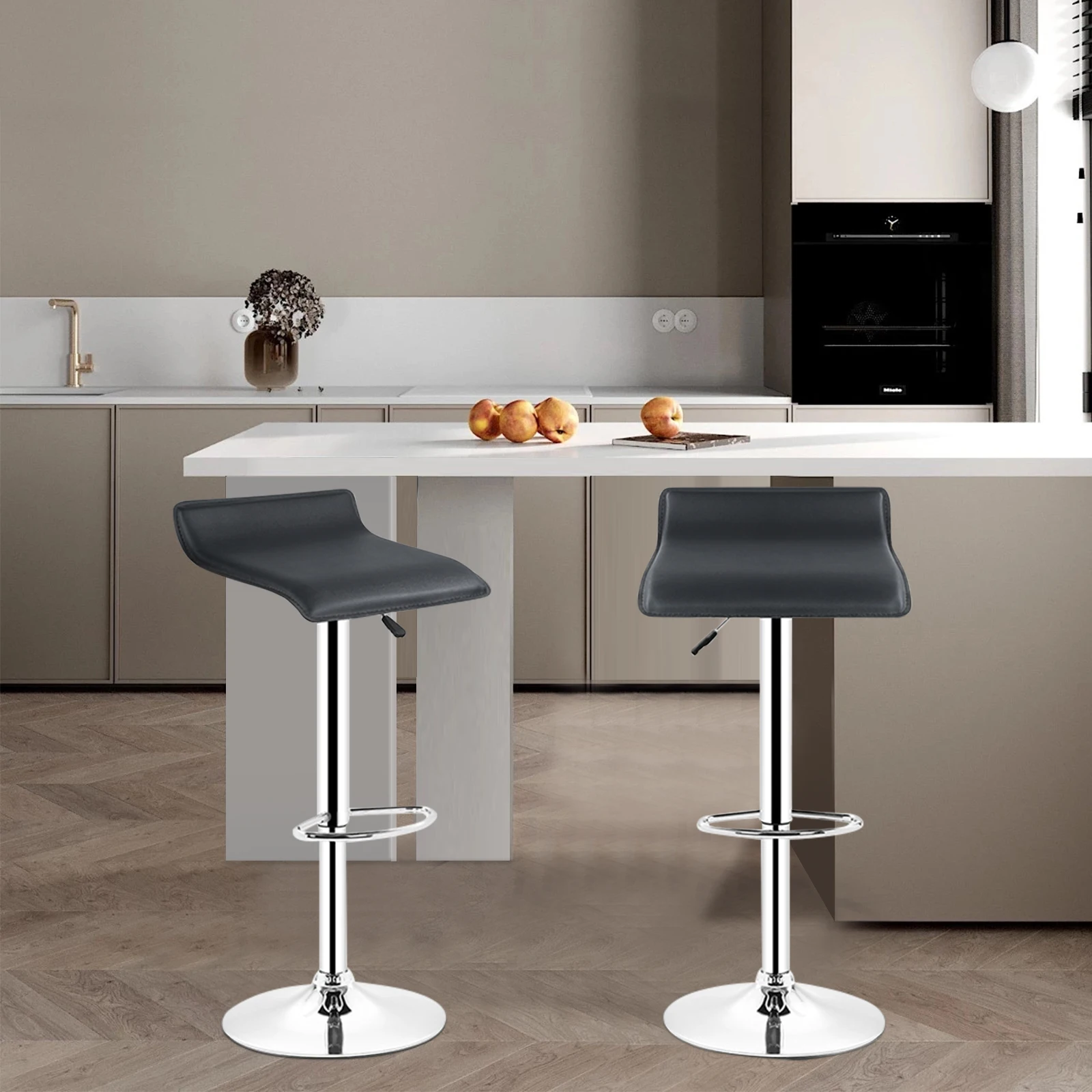 2-Piece Adjustable Bar Chair, Square Bar Chair 2-Piece Swivel Chair, Height Adjustable, 360° Rotation, Ultra-Quiet, Suitable for
