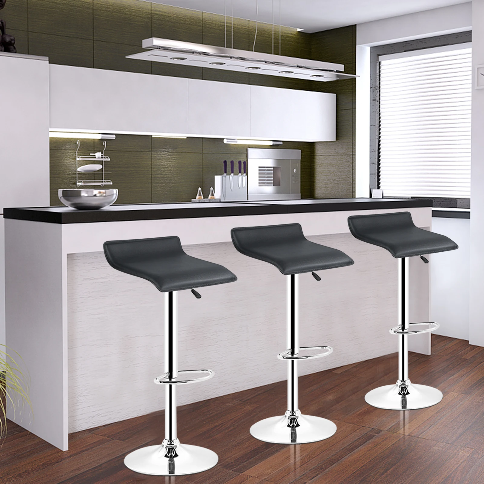 2-Piece Adjustable Bar Chair, Square Bar Chair 2-Piece Swivel Chair, Height Adjustable, 360° Rotation, Ultra-Quiet, Suitable for
