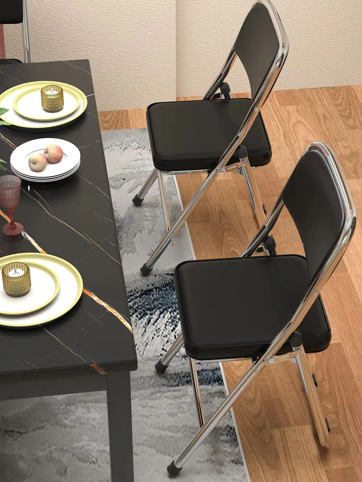 2 Piece Dining Chair, Conference Chair, Made of Comfortable PU Leather and Steel Frame, Sturdy Folding Chair