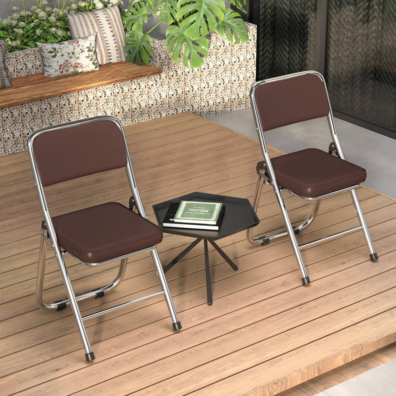 2 Piece Dining Chair, Conference Chair, Made of Comfortable PU Leather and Steel Frame, Sturdy Folding Chair