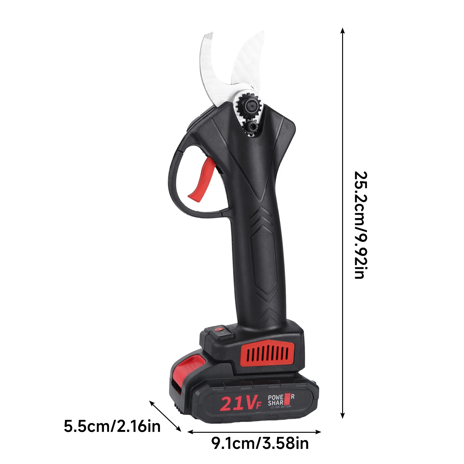 25mm Brush Motor Cordless Electric Pruner Pruning Shears Fruit Tree Bonsai Pruning Branches Cutter Power Tool Rechargeable