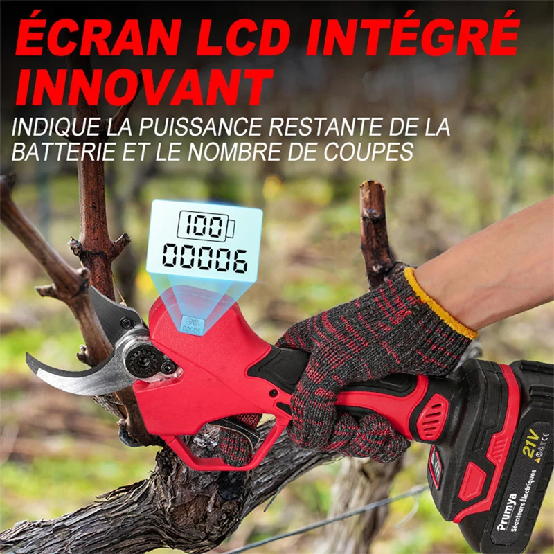 Brushless Cordless Pruner Shear Garden 1000W/900W 50mm Electric Pruning Shears Fruit Tree Branches Cutter Tool With 2pcs Battery