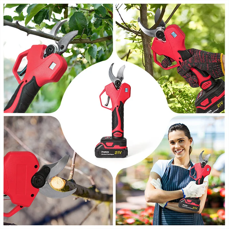 Brushless Cordless Pruner Shear Garden 1000W/900W 50mm Electric Pruning Shears Fruit Tree Branches Cutter Tool With 2pcs Battery