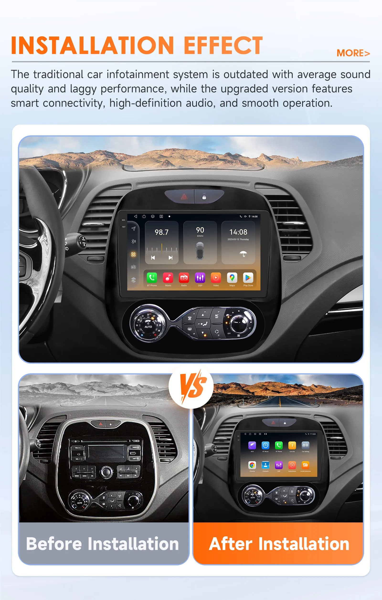 9" Hizpo CarPlay Android Auto Car Radio for Renault Kaptur Captur 2016 - 2019 Snapdragon 6115 4G BT RDS DSP GPS Navi 360°CAM