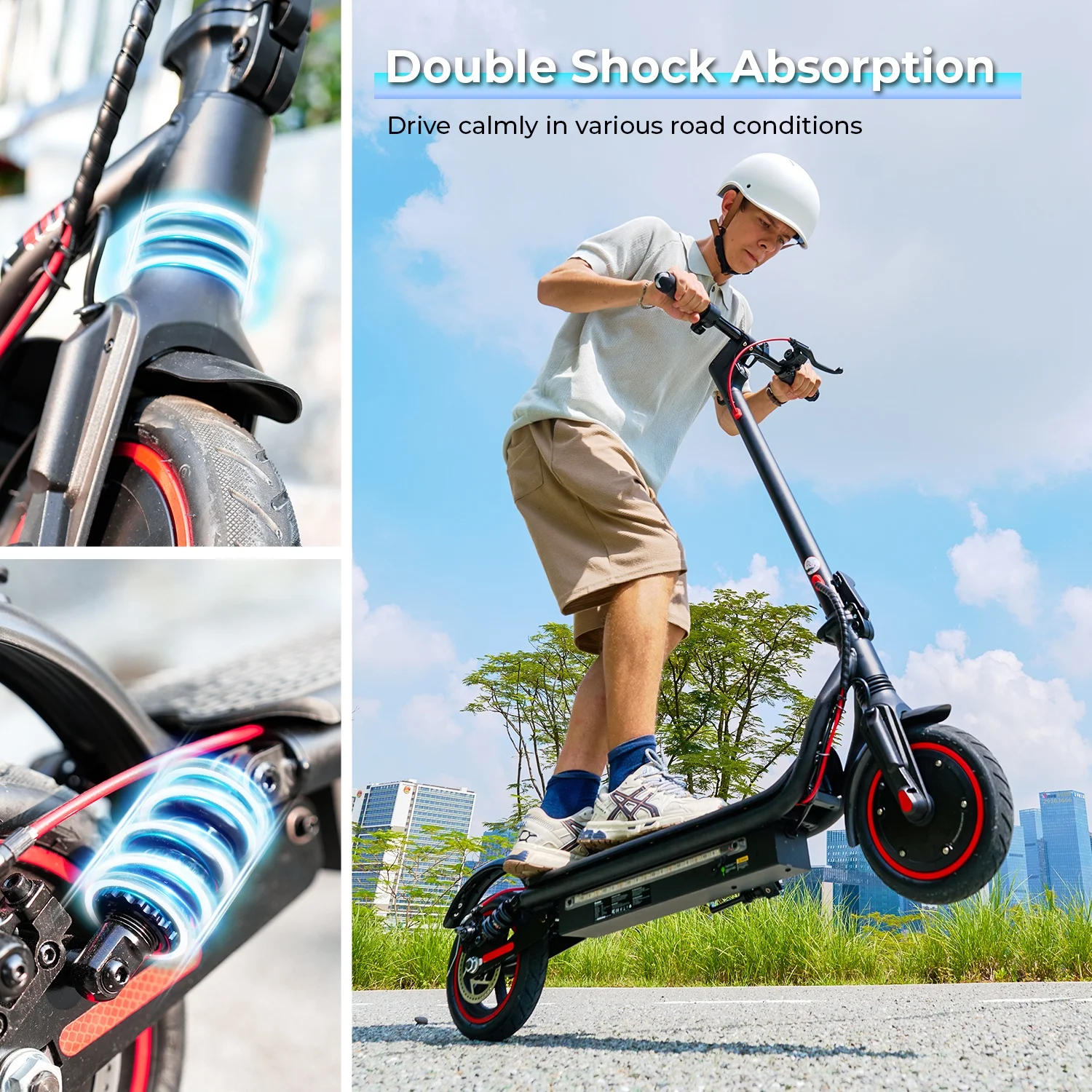W7 Electric Scooter 8.5 inch 36V 10.5Ah 25-35km Range Dual Suspension Side Lights App Control 35km/h Speed Electric Scooters