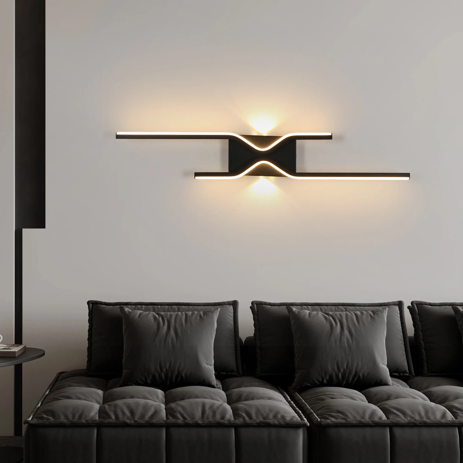 LED Indoor Wall Lights 25W Wall Sconce Lamp Modern Black LED Wall Lamp for Bedroom Living Room Hallway Staircase Vanity, 3000K W