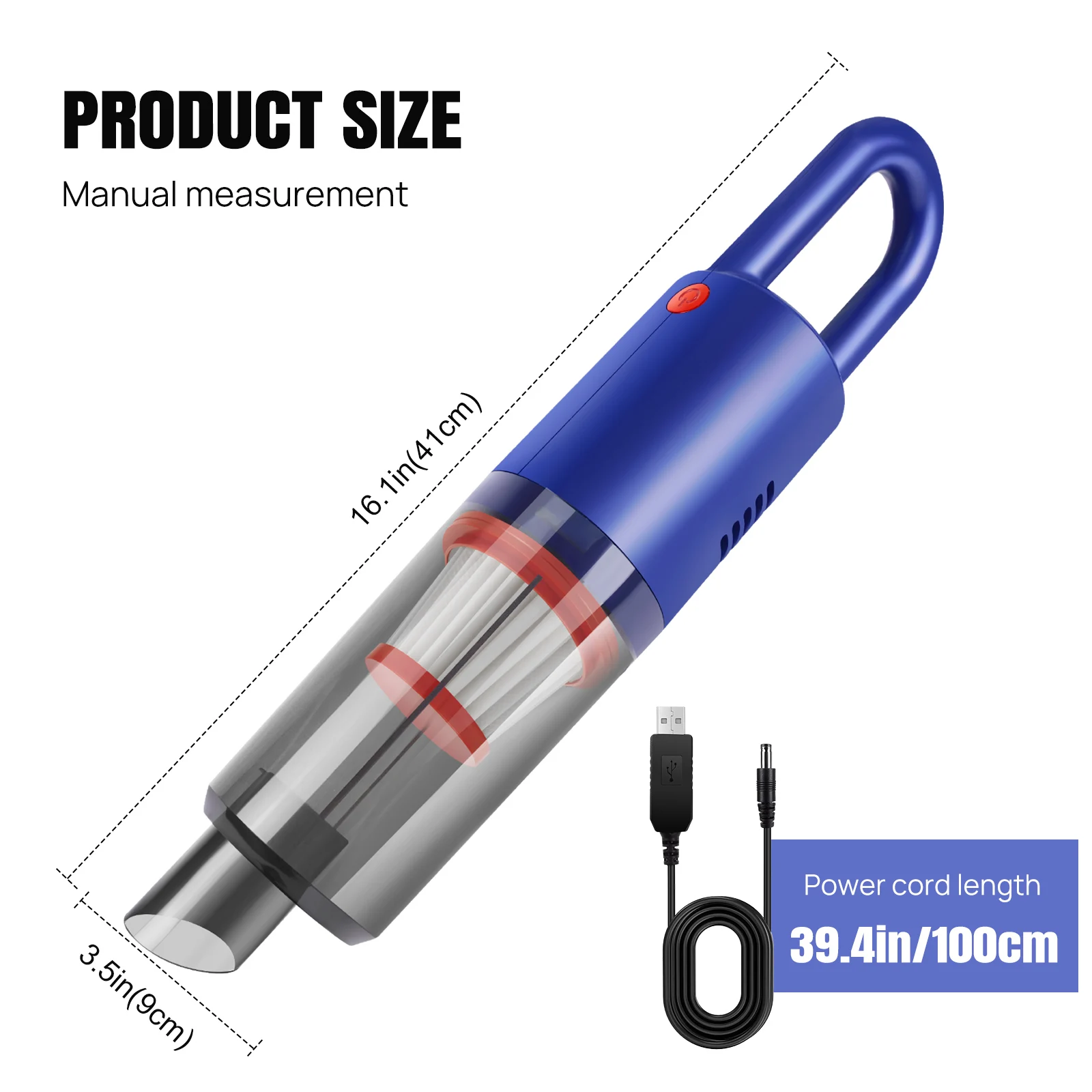 50W Cordless Car Vacuum Cleaner Handheld, 6200Pa Suction, Lightweight 0.7kg, 2.6Ah Battery, Reusable Hepa Filter, Charging Cable