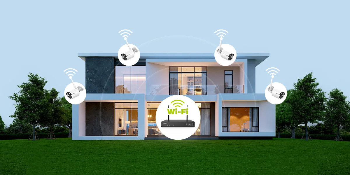 SANNCE 6PCS 5MP Wifi Camera IP Outdoor 10CH NVR Two-way Audio Wireless Audio Video Security Surveillance Kit Cameras