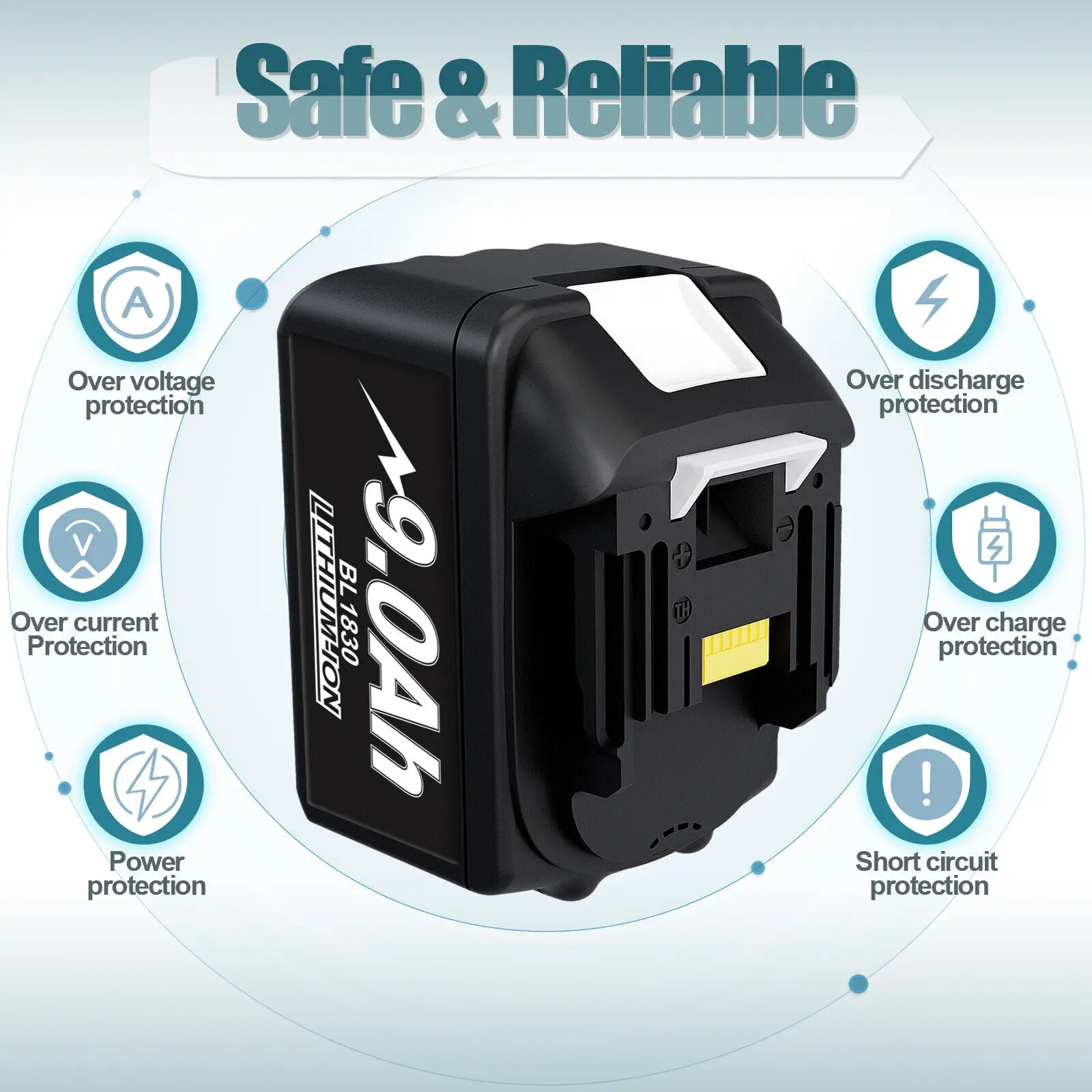 18V 9000mAh Replacement Battery Compatible for Makita BL1830B BL1840B BL1860 BL1890 BL1815 BL1830 LXT400 Cordless Drills