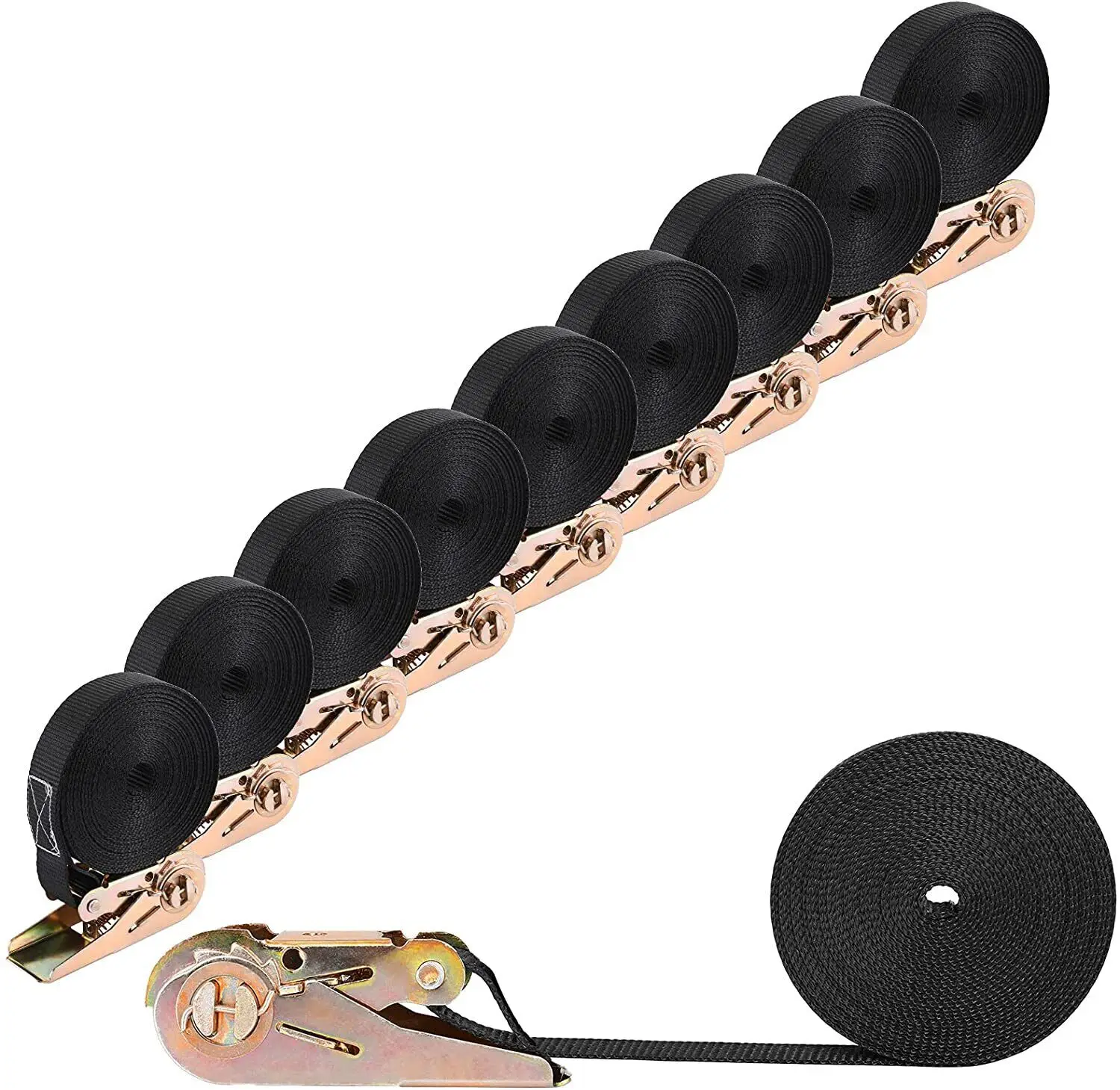 10 X Tension Straps Hard Lashing Straps Ratchet Tension Strap One-Piece 6M x25mm