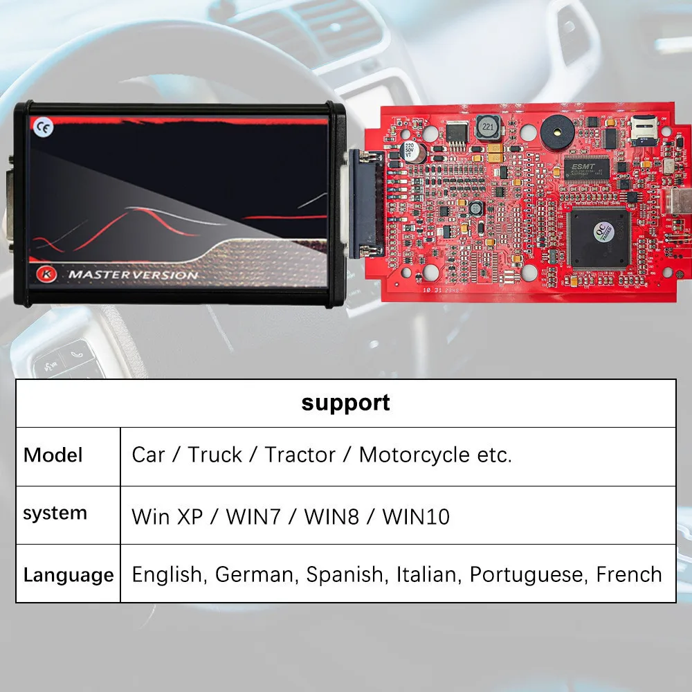 Online KESS V2.80 EU V2 V5.017 V2.53 KTAG 4LED V7.020 V2.25 Red PCB Online No Token OBD2 ECU Programmer Professional Tool