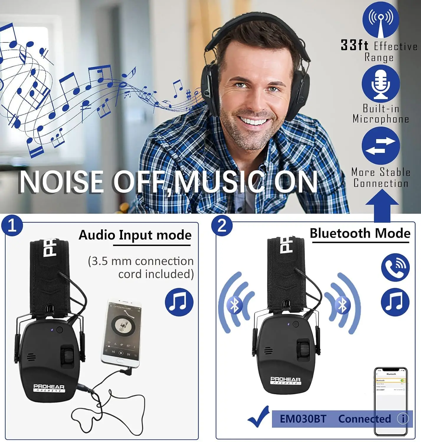 PROHEAR Headphones Bluetooth Electronic Shooting Ear Protection Earmuffs Noise Reduction Sound Amplification Hearing Protector