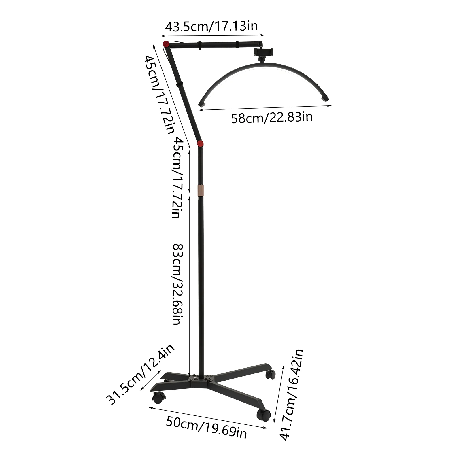 36W Floor Standing 24 Inch Half-moon Floor LED Light 2800LM Brightness Adjustable  3200K 5600K 3200K 5600K LED Fill Light