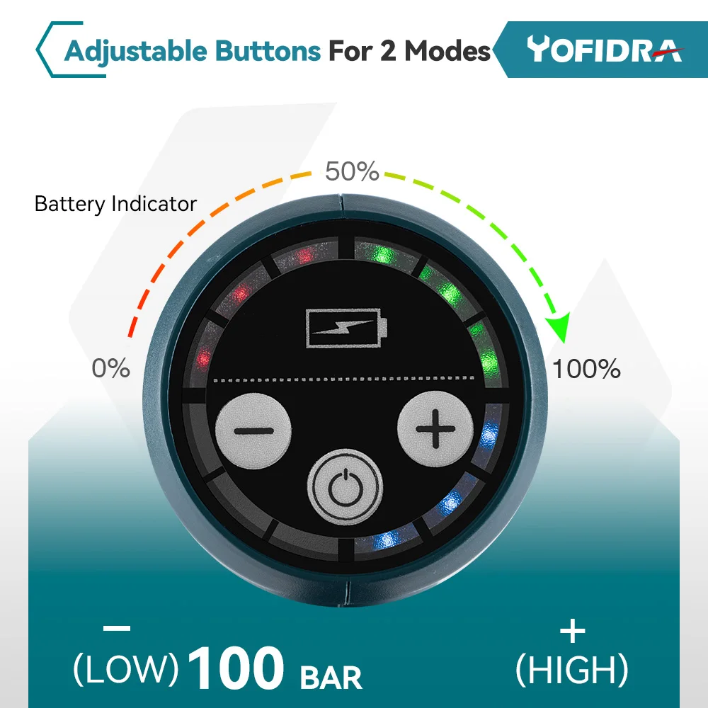 YOFIDRA 3500W 200Bar Brushless Washer Water Gun 6 IN 1 Cordless  Electric High Pressure Car Washer Garden For Makita Battery Pin