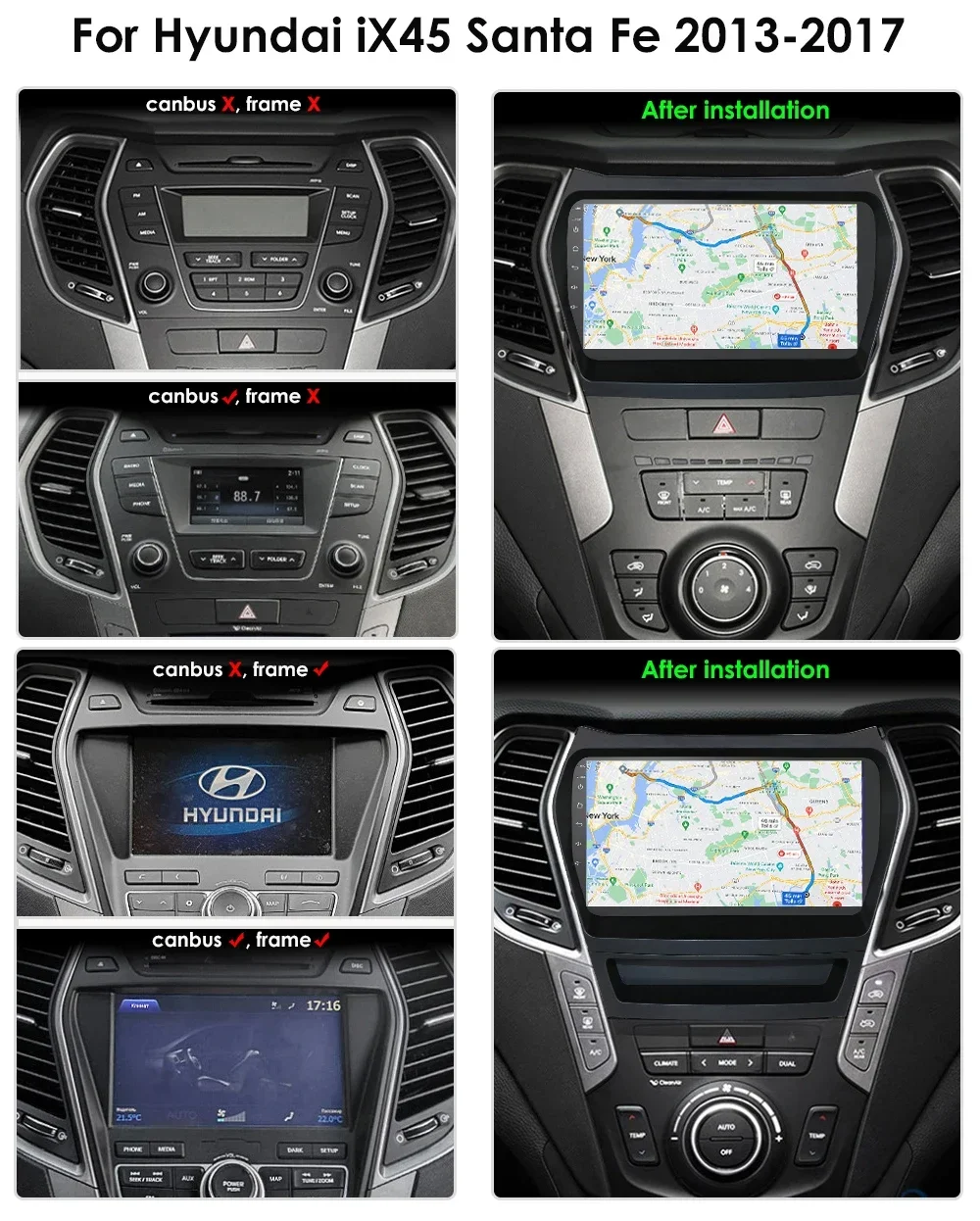 Hizpo 2Din 9inch Car Radio CarPlay Multimedia for Hyundai IX45 Santa Fe 3 2013 - 2017 UI7862 Headunit RDS DSP 4G BT
