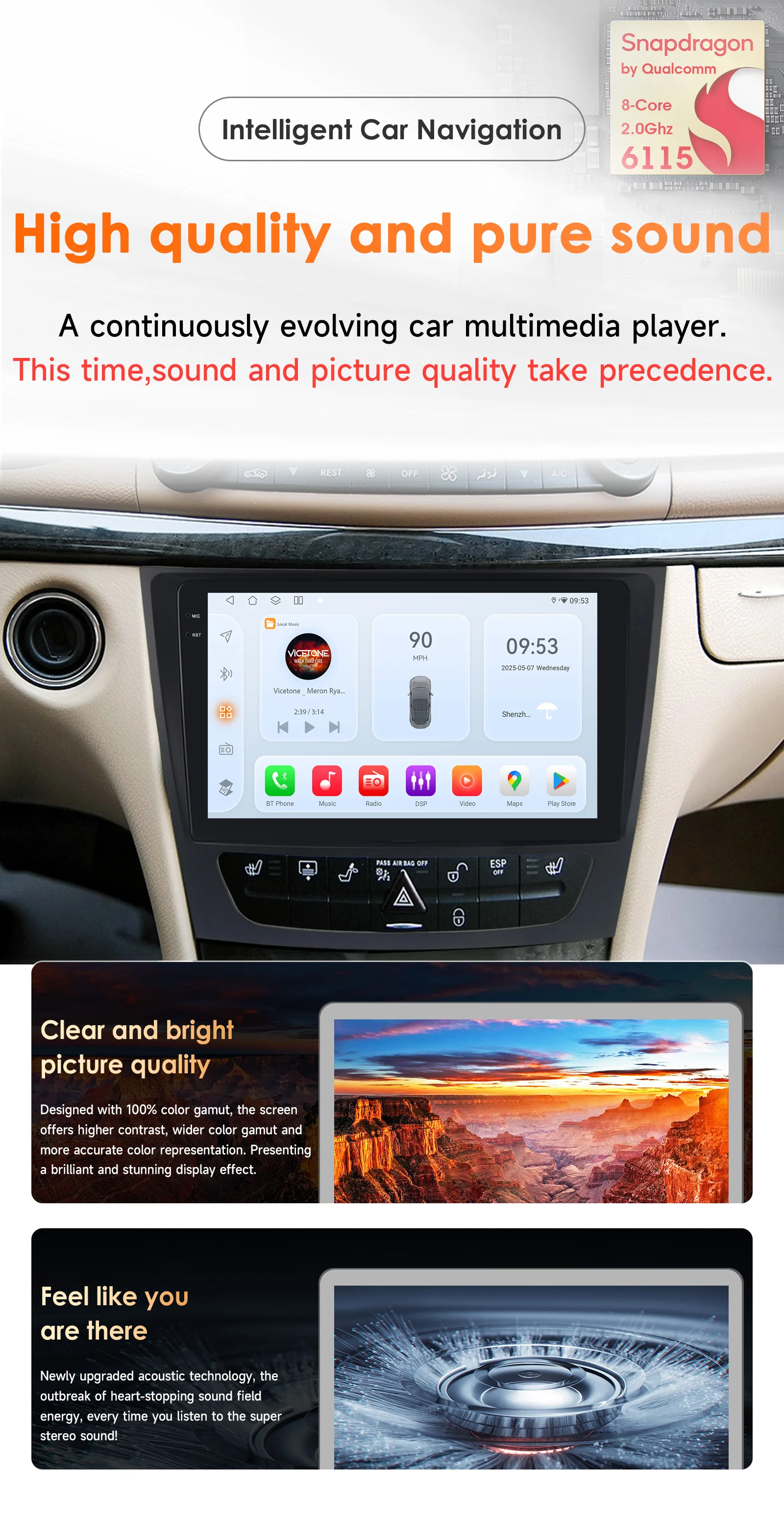 Hizpo 6115 Radio For Mercedes Benz E class W211 E300 E350 E240 4G Car Multimedia GPS 2din Autoradio CarPlay Android Auto WIFI BT