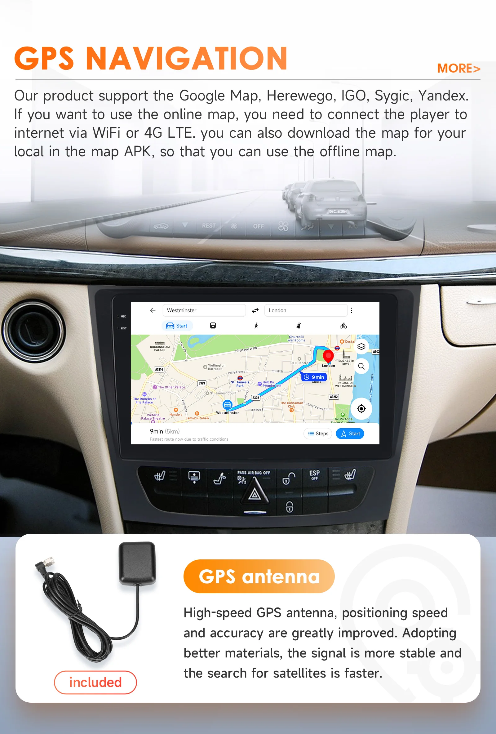 Hizpo 6115 Radio For Mercedes Benz E class W211 E300 E350 E240 4G Car Multimedia GPS 2din Autoradio CarPlay Android Auto WIFI BT