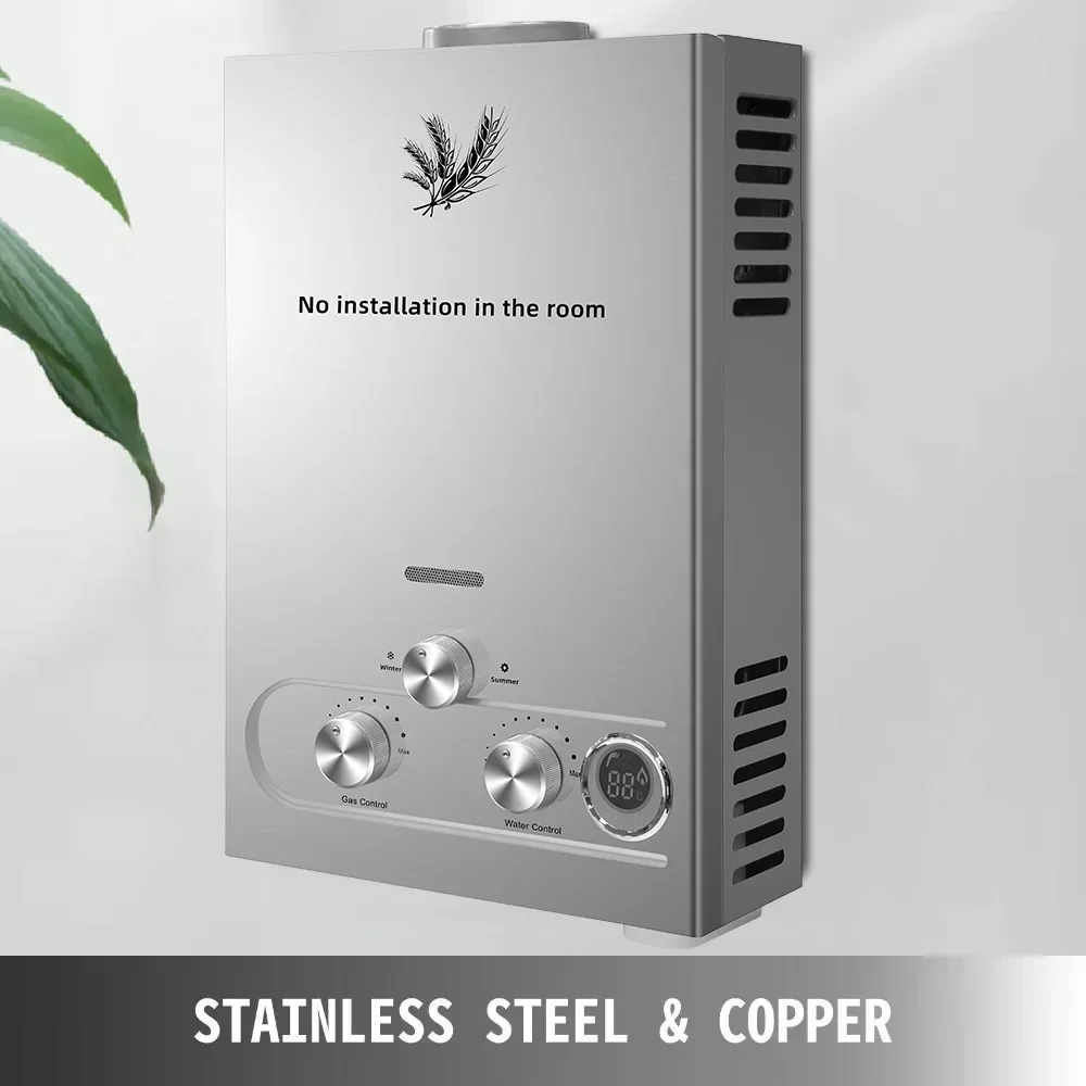 SIHAO LPG Water Heater 6L 8L 10L 12L 16L 18L, On-Demand Instant Hot Water System for Propane & Butane, Home Use