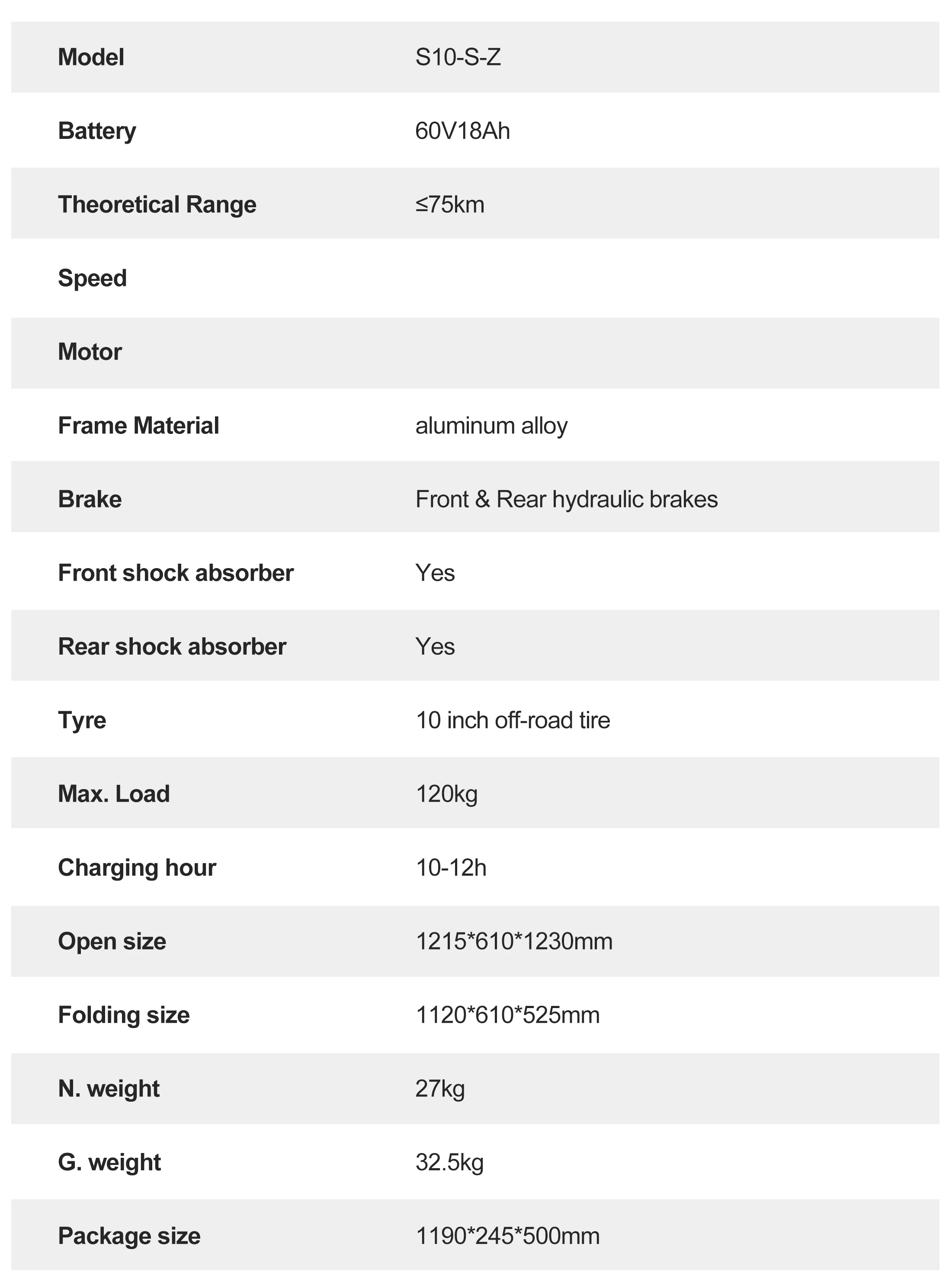 Electric scooters JOYOR-S10-S-Z motorization 60V18Ah road tires 10 ''hydraulic dual brakes for adults