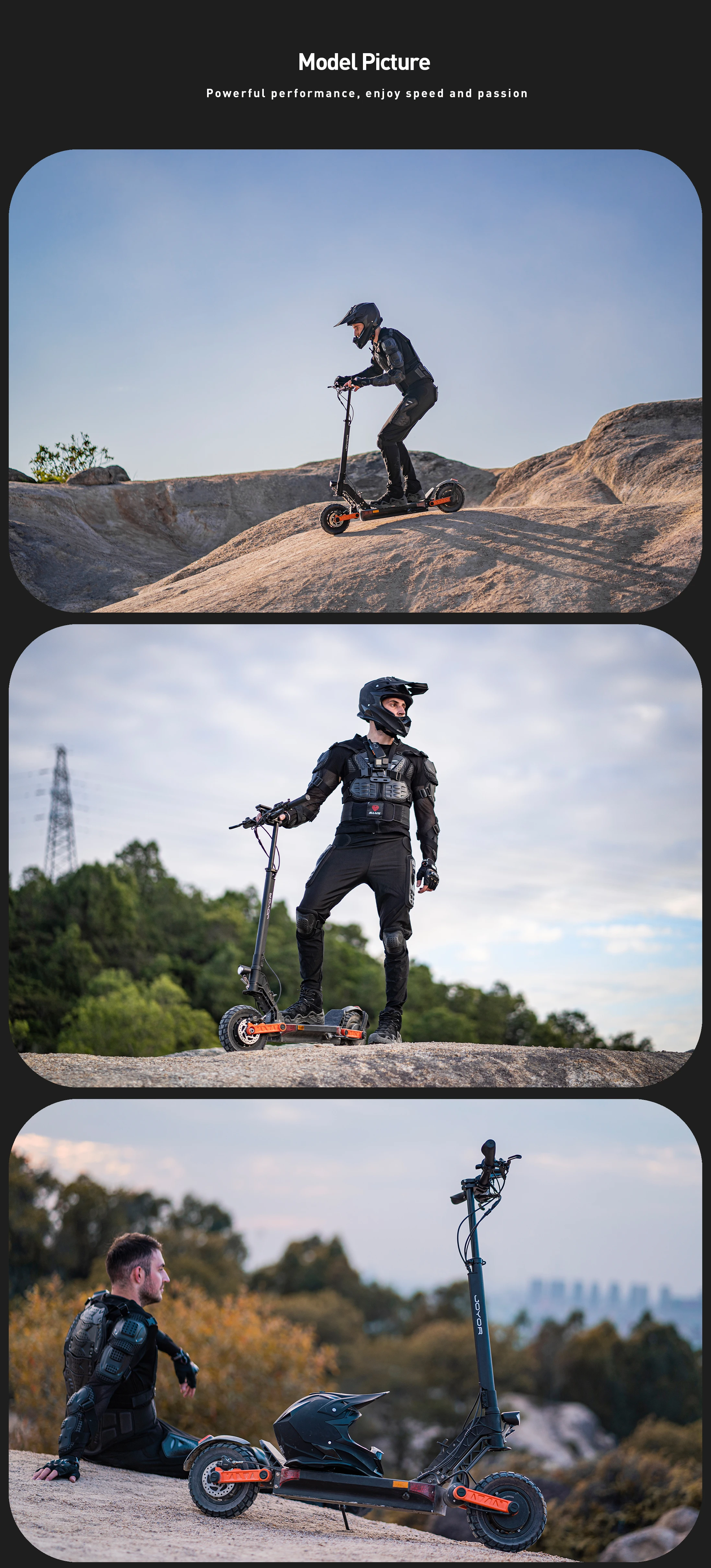 Electric scooters JOYOR-S10-S-Z motorization 60V18Ah road tires 10 ''hydraulic dual brakes for adults
