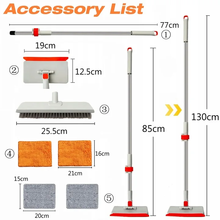 4 in 1 Window Glass Squeegee Cleaner Wiper Telescopic Multi-Purpose Washer for Window Board Ceiling Floor Skirting Cleaning Tool