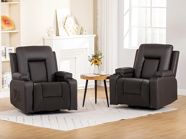 Comhoma Recliner Chair Tv Chair with Reclining Feature and Footrest Thick Backrest and Armrests 360 ° Rotatable