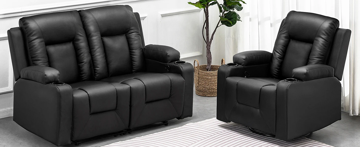 Comhoma Recliner Chair Tv Chair with Reclining Feature and Footrest Thick Backrest and Armrests 360 ° Rotatable