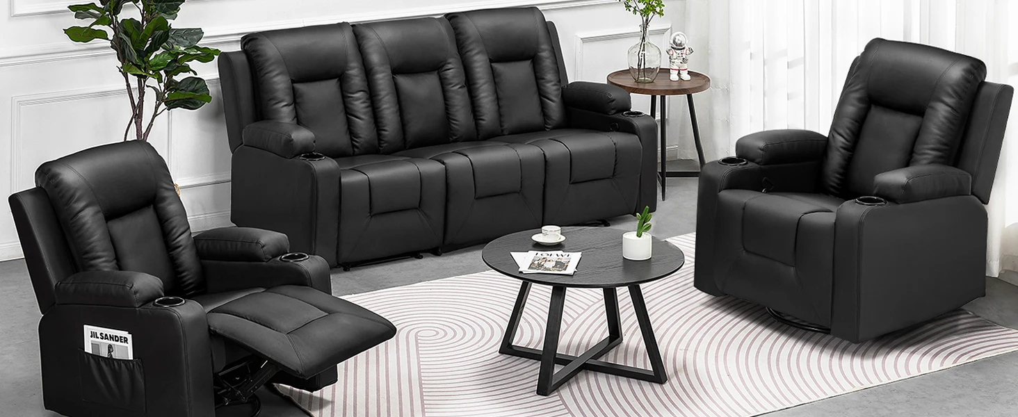 Comhoma Recliner Chair Tv Chair with Reclining Feature and Footrest Thick Backrest and Armrests 360 ° Rotatable