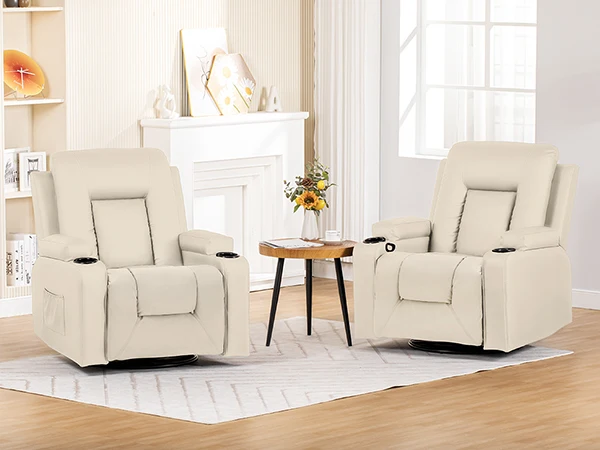 Comhoma Recliner Chair Tv Chair with Reclining Feature and Footrest Thick Backrest and Armrests 360 ° Rotatable