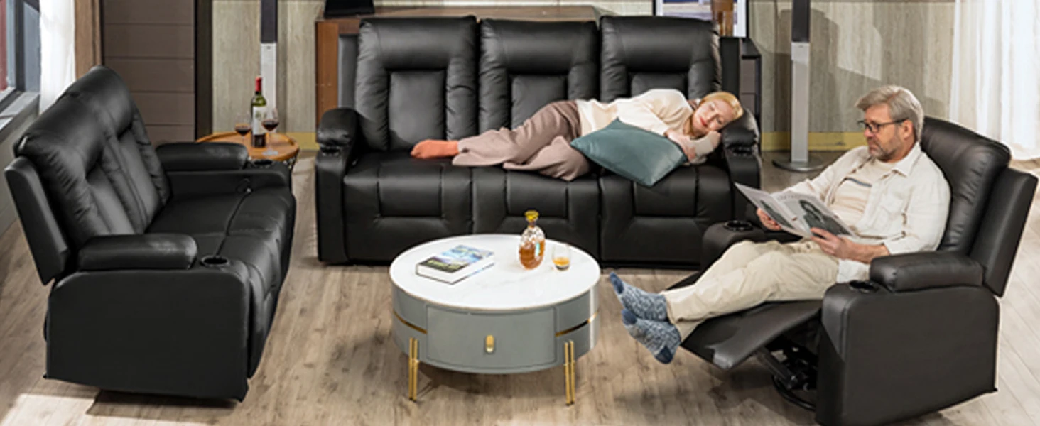 Comhoma Recliner Chair Tv Chair with Reclining Feature and Footrest Thick Backrest and Armrests 360 ° Rotatable