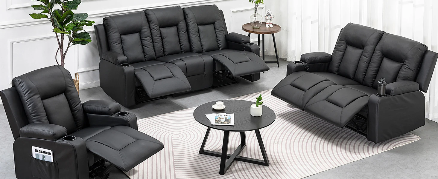 Comhoma Recliner Chair Tv Chair with Reclining Feature and Footrest Thick Backrest and Armrests 360 ° Rotatable