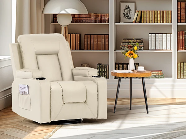 Comhoma Recliner Chair Tv Chair with Reclining Feature and Footrest Thick Backrest and Armrests 360 ° Rotatable