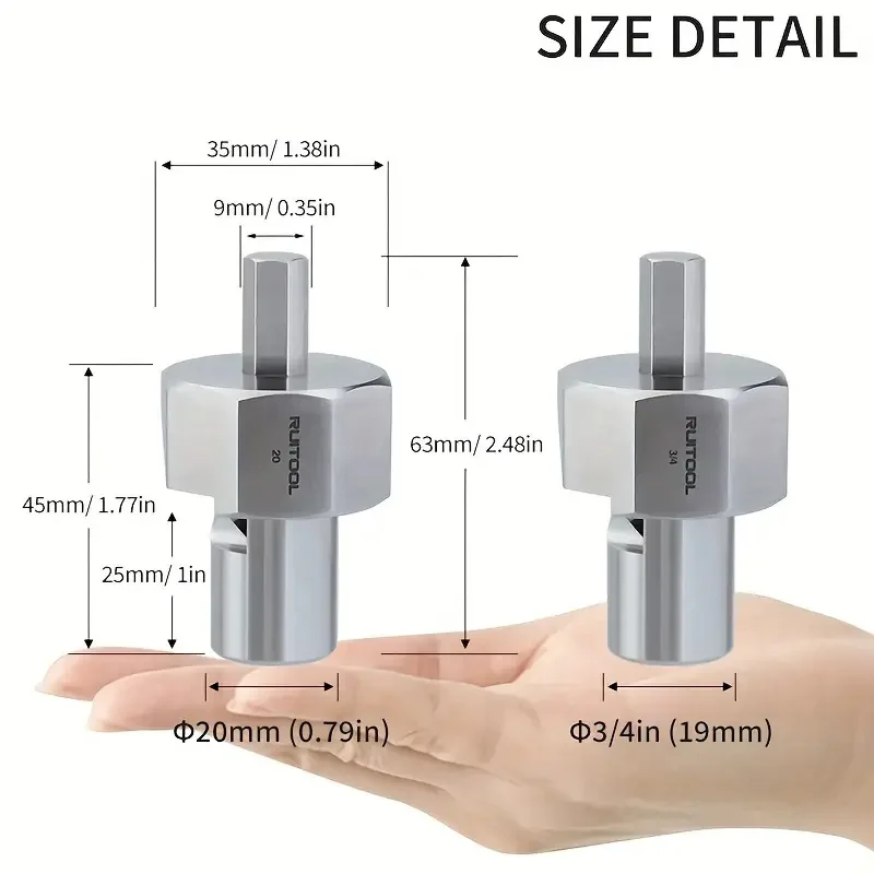 ENJOYWOOD Woodworking Chamfer Tool for 19mm/20mm Dog Holes Polished Finish T10 Alloy Blade Stainless Steel 9mm Hex Shank