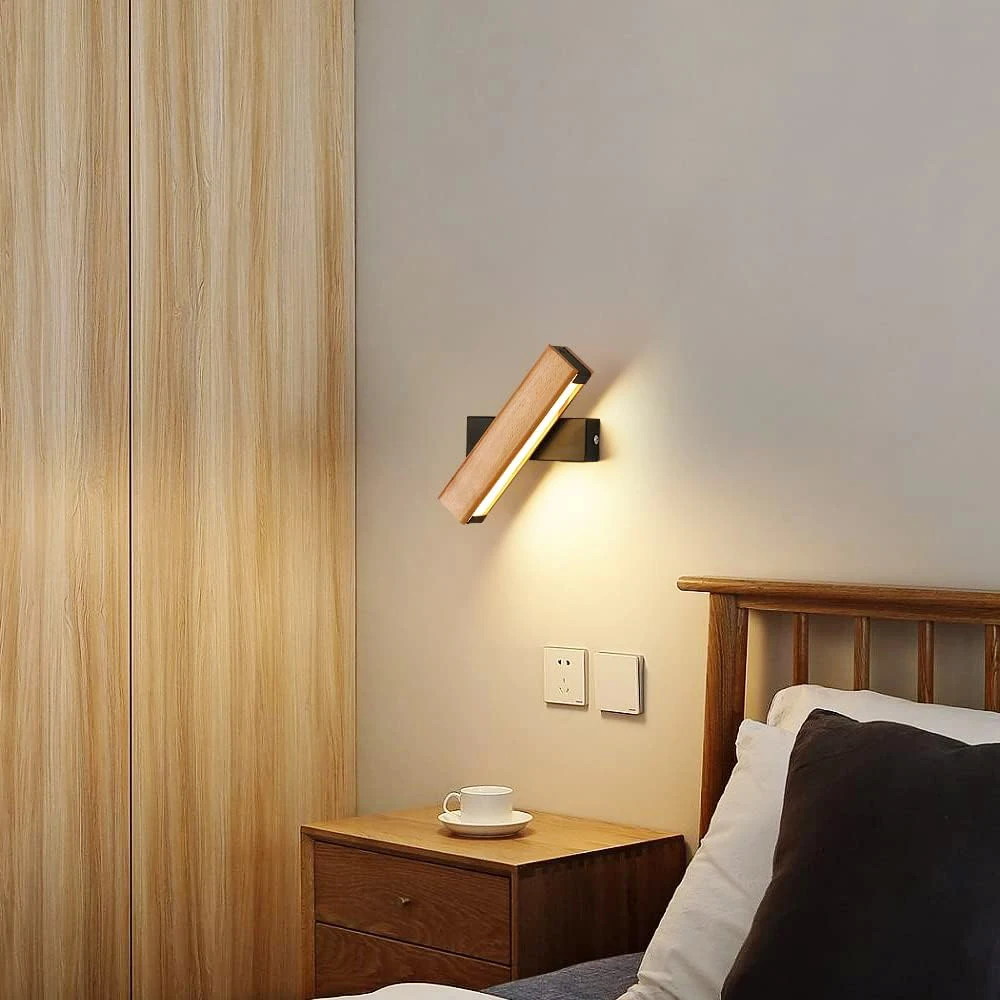 Indoor Wall Sconces,4W 3000K Warm White Modern Wooden LED Wall Lamp, Led Wall Light for Bedroom,Hallway, Hotel