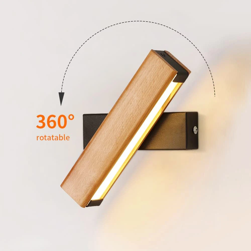 Indoor Wall Sconces,4W 3000K Warm White Modern Wooden LED Wall Lamp, Led Wall Light for Bedroom,Hallway, Hotel