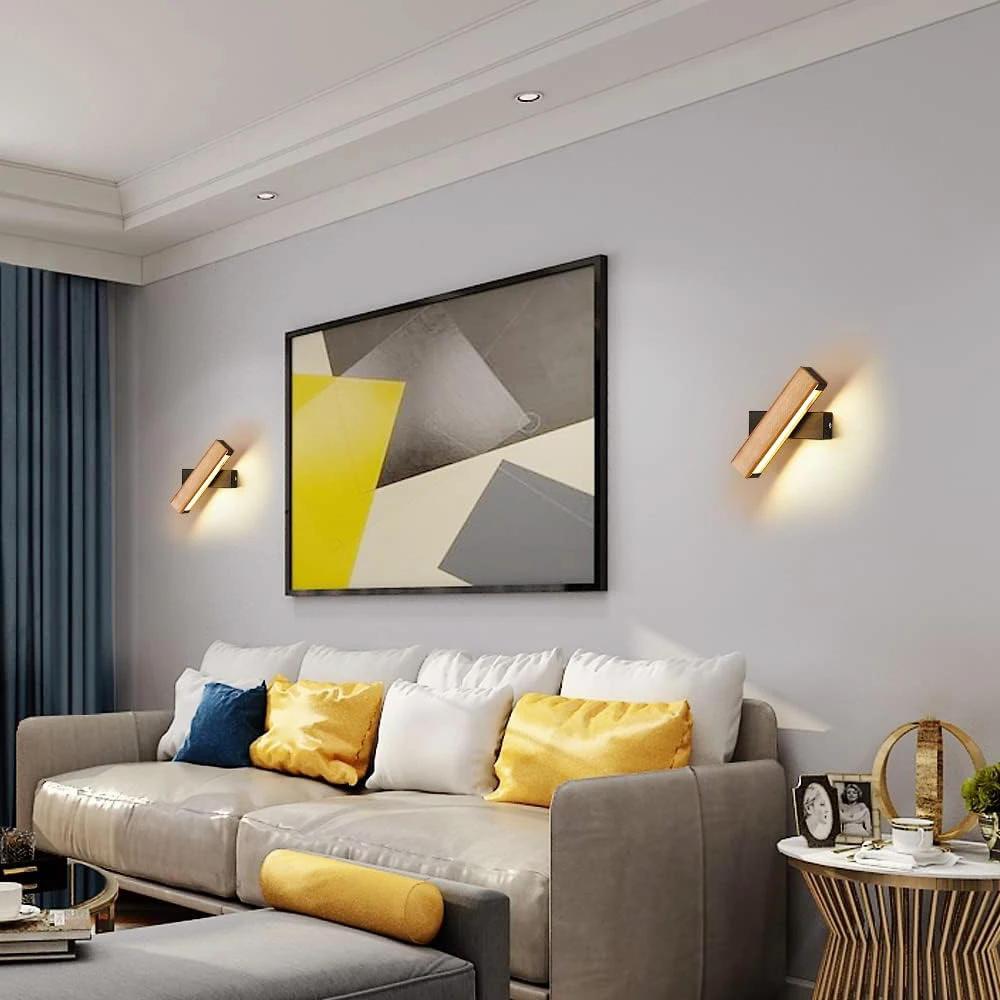 Indoor Wall Sconces,4W 3000K Warm White Modern Wooden LED Wall Lamp, Led Wall Light for Bedroom,Hallway, Hotel