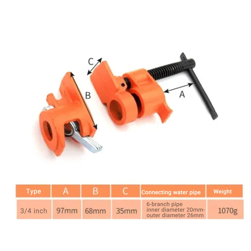 Heavy Duty 1/2" 3/4" Wood Gluing Pipe Clamp Fixture Quick Release Cast Iron Vertical Pipe Clamp Woodworking Tool