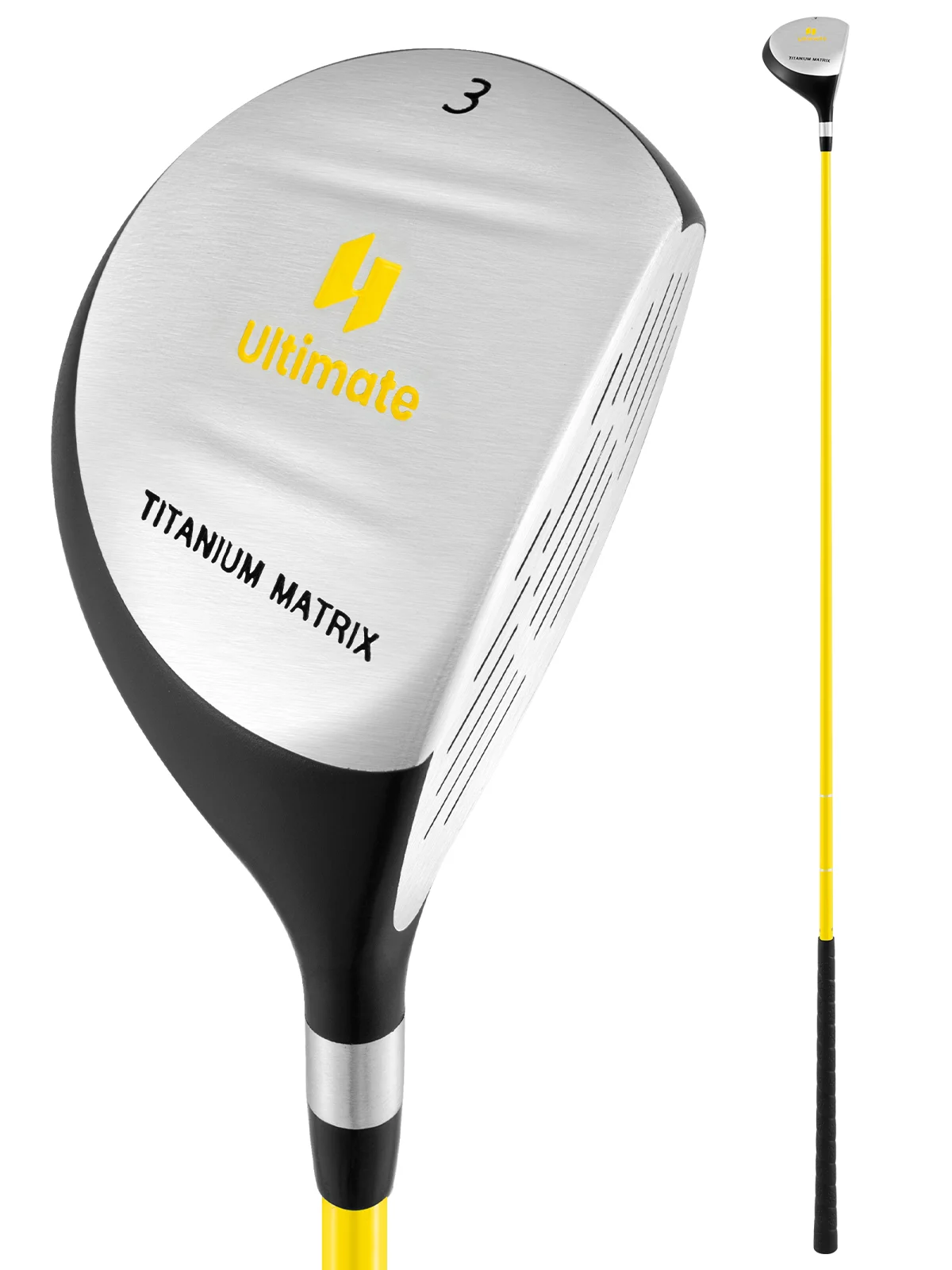 165CC Junior #3 Fairway Wood for Kids, Individual Gold Club for Boys and Girls with Fiberglass Shaft and Headcover, Junior