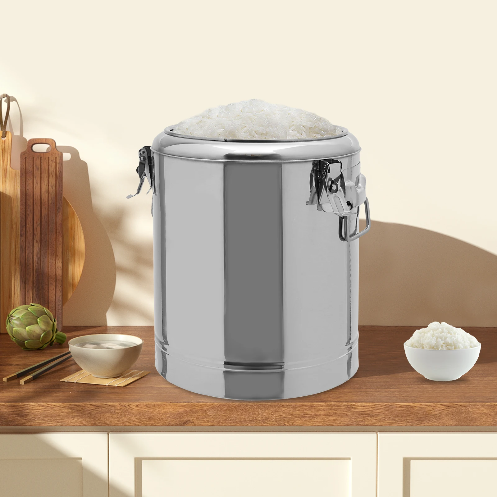 Silver 14l 201 Stainless Steel Without Faucet Insulated Bucket Food Warmer For Outdoor Picnics Travels Cafes To Hold Juice Tea