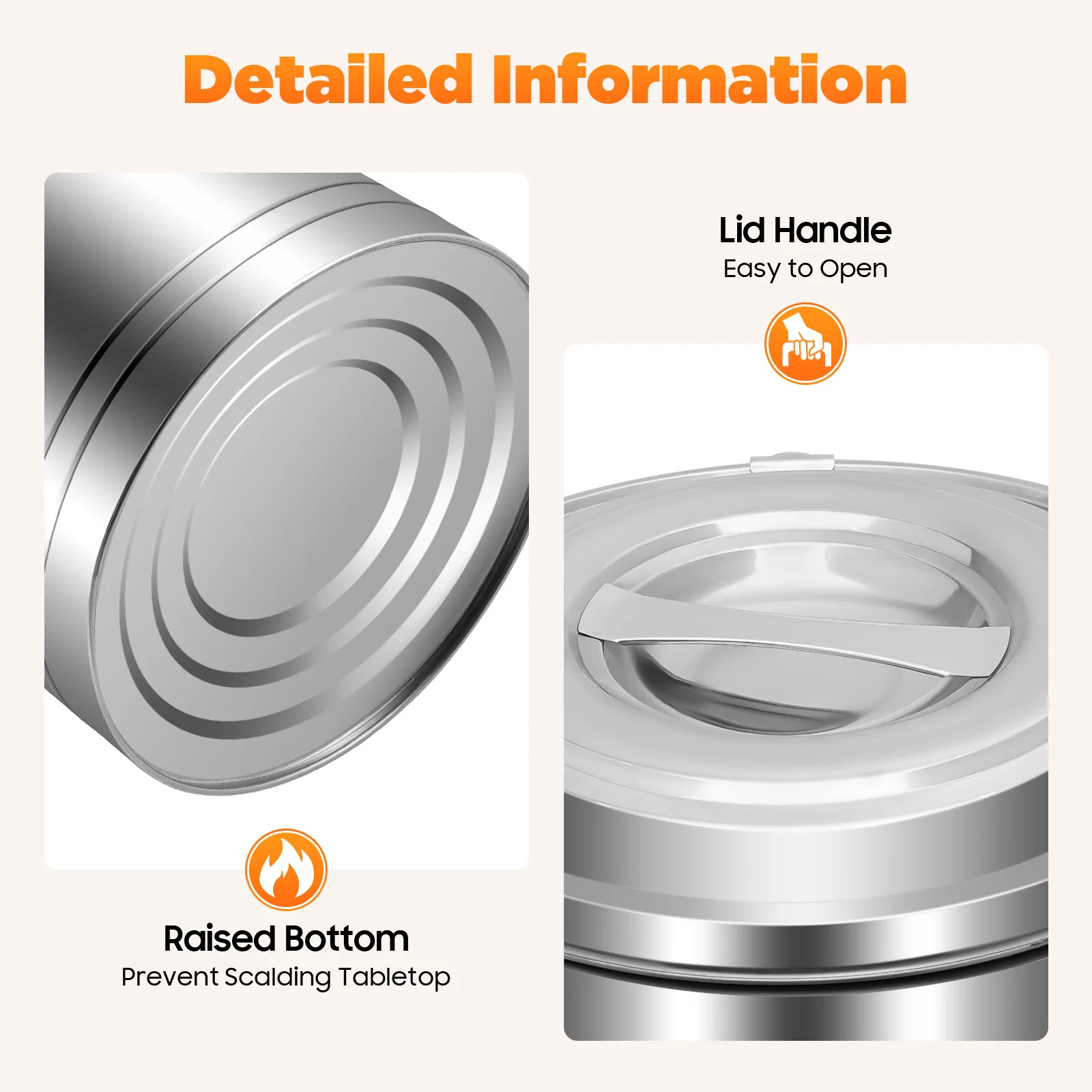Silver 14l 201 Stainless Steel Without Faucet Insulated Bucket Food Warmer For Outdoor Picnics Travels Cafes To Hold Juice Tea