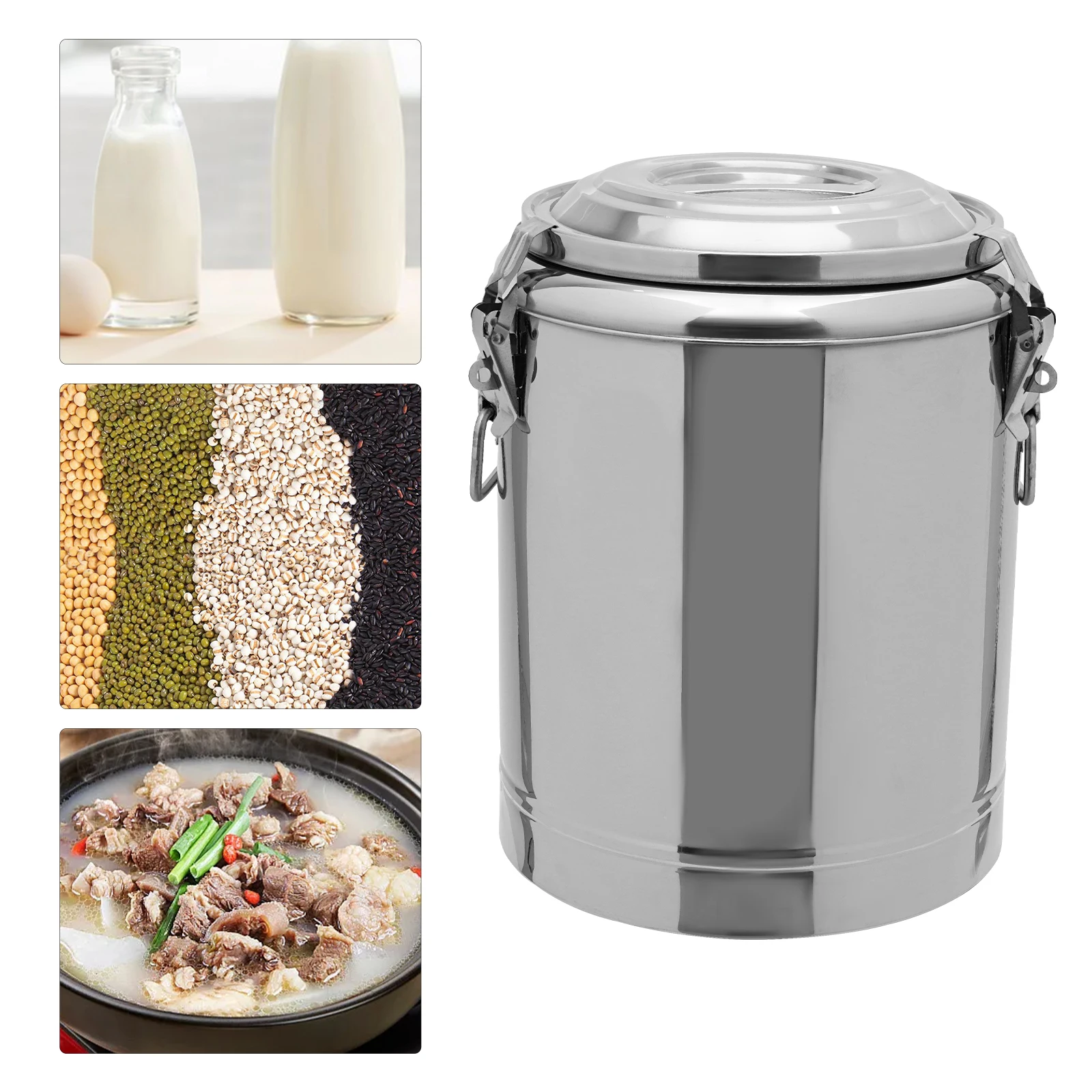 Silver 14l 201 Stainless Steel Without Faucet Insulated Bucket Food Warmer For Outdoor Picnics Travels Cafes To Hold Juice Tea