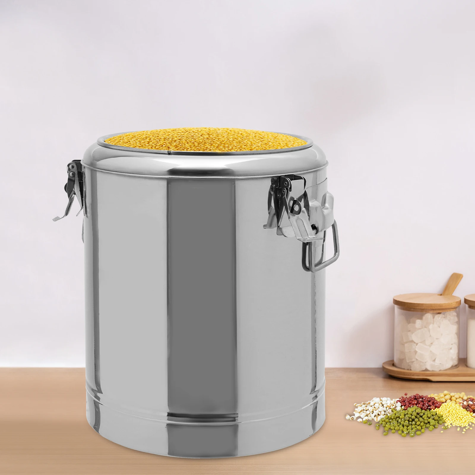 Silver 14l 201 Stainless Steel Without Faucet Insulated Bucket Food Warmer For Outdoor Picnics Travels Cafes To Hold Juice Tea
