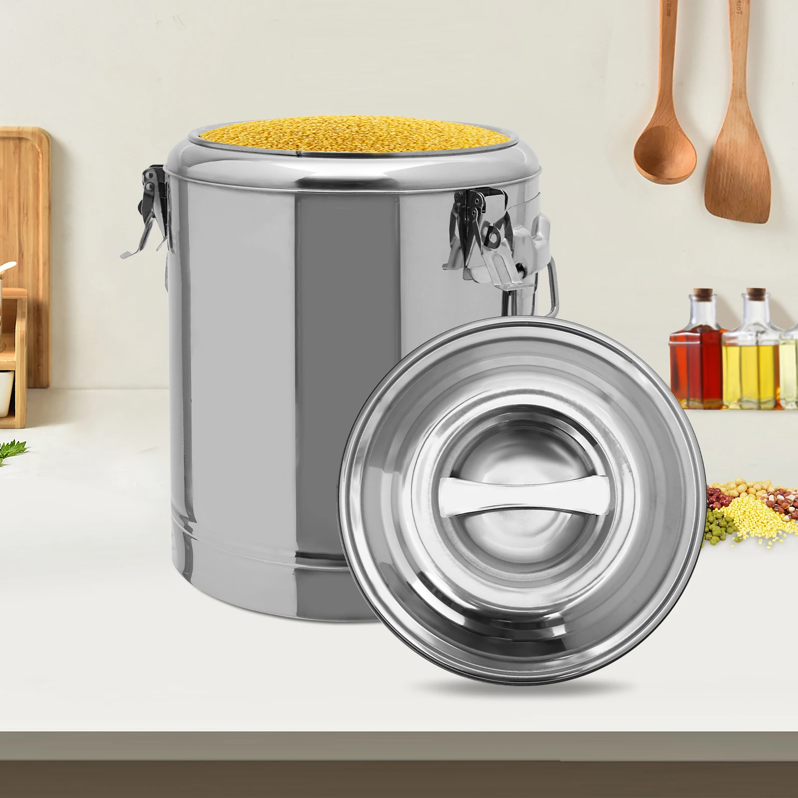 Silver 14l 201 Stainless Steel Without Faucet Insulated Bucket Food Warmer For Outdoor Picnics Travels Cafes To Hold Juice Tea