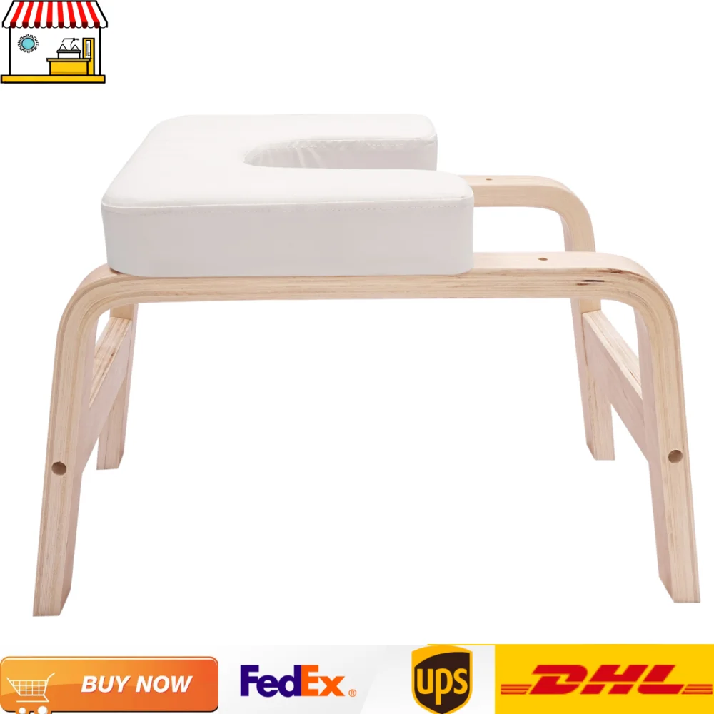 White/Black Yoga Headstand Bench, Modern Yoga Training Stool Fitness Equipment with 200kg Load-Bearing