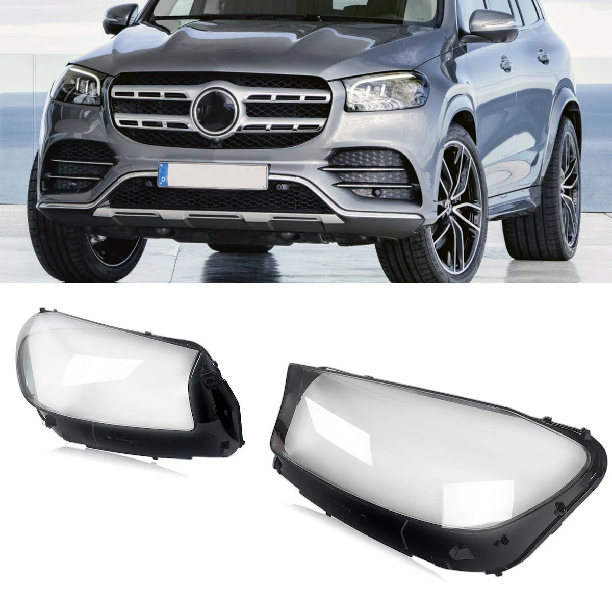 Pair Headlight Lens Cover For 2020-2023 Mercedes Benz GLS-Class X167 GLS450 GLS580 GLS63 AMG Headlamp Lampshade Left Right Lamp