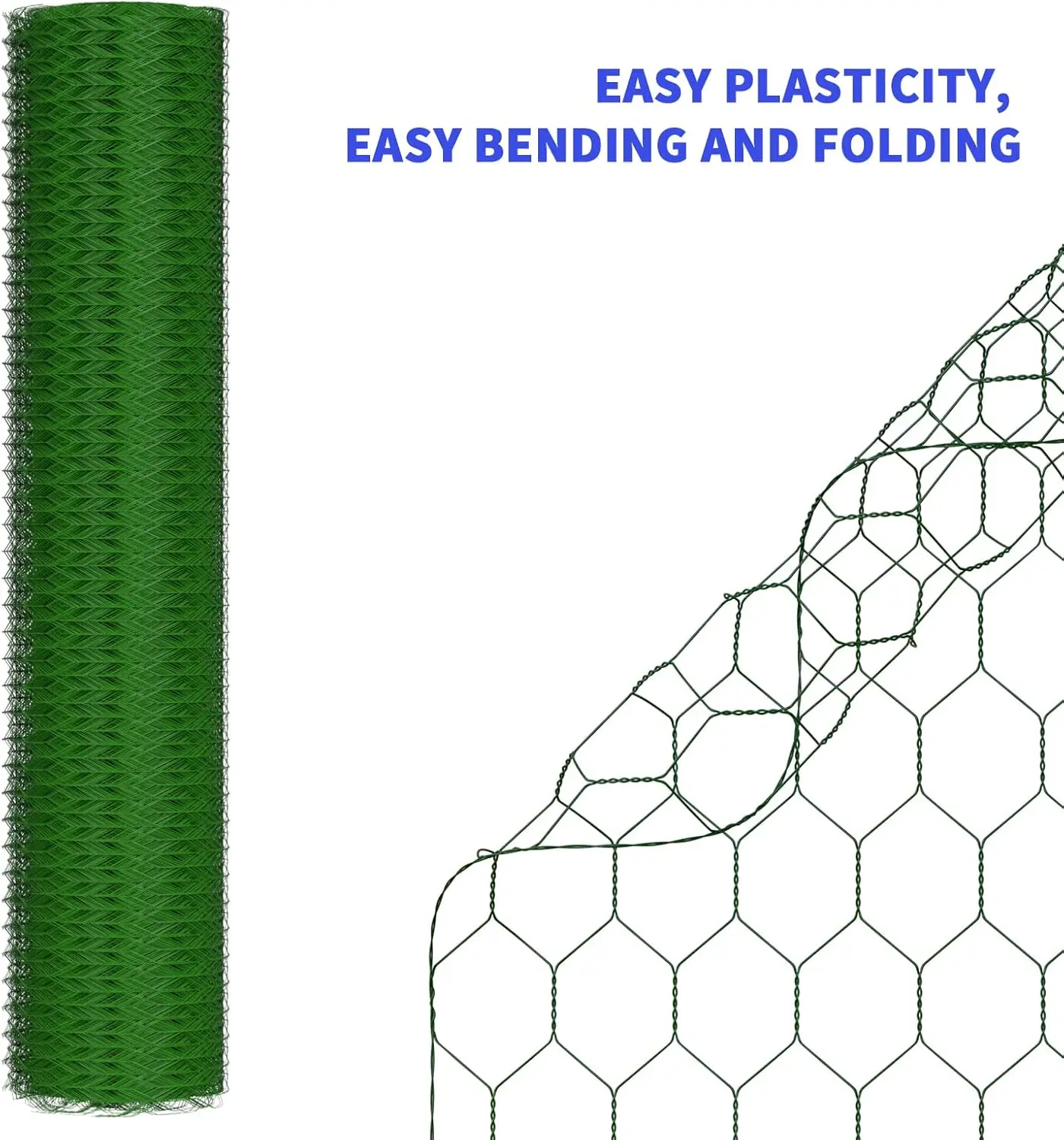 Hexagonal Mesh 0.5m High x 25m - Garden Fence Wire Mesh - Mesh Width 25 mm Wire Mesh Fence - PVC Coated Green Rabbit Wire