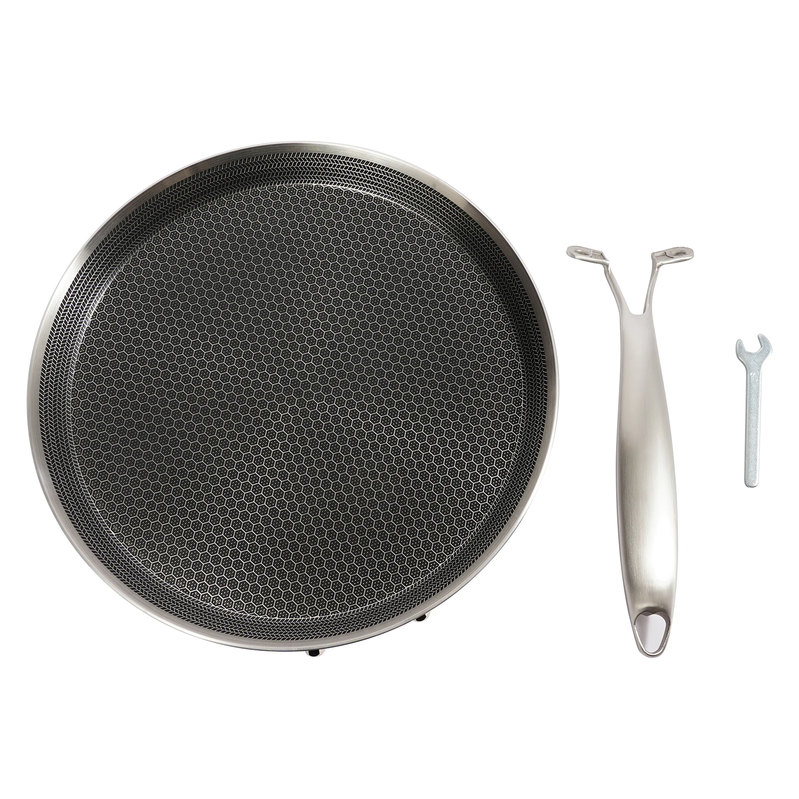 304 Stainless Steel Frying Pan Pancake Pan Nonstick Wok Pan Steak Cooking Pot Skillet Saucepan Induction Single Sided Honeycomb