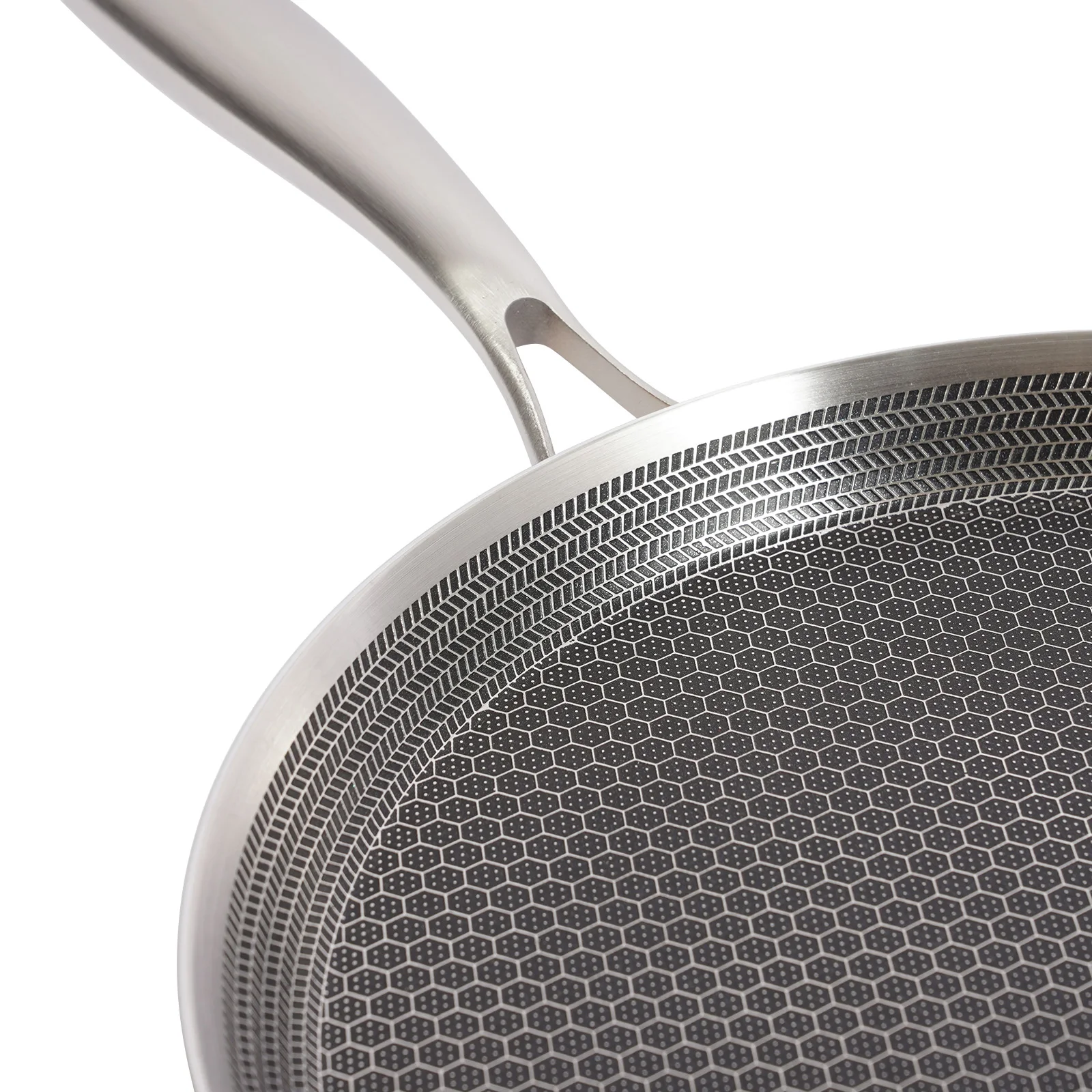 304 Stainless Steel Frying Pan Pancake Pan Nonstick Wok Pan Steak Cooking Pot Skillet Saucepan Induction Single Sided Honeycomb