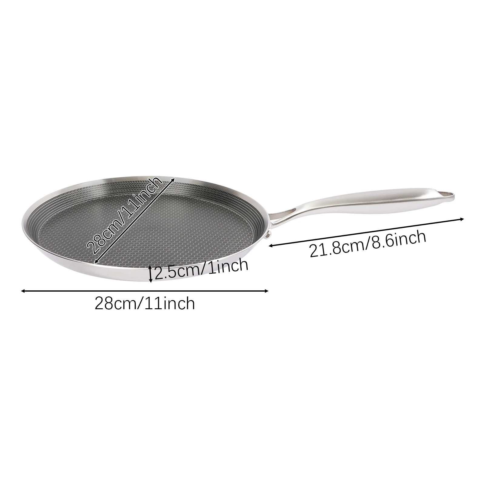 304 Stainless Steel Frying Pan Pancake Pan Nonstick Wok Pan Steak Cooking Pot Skillet Saucepan Induction Single Sided Honeycomb