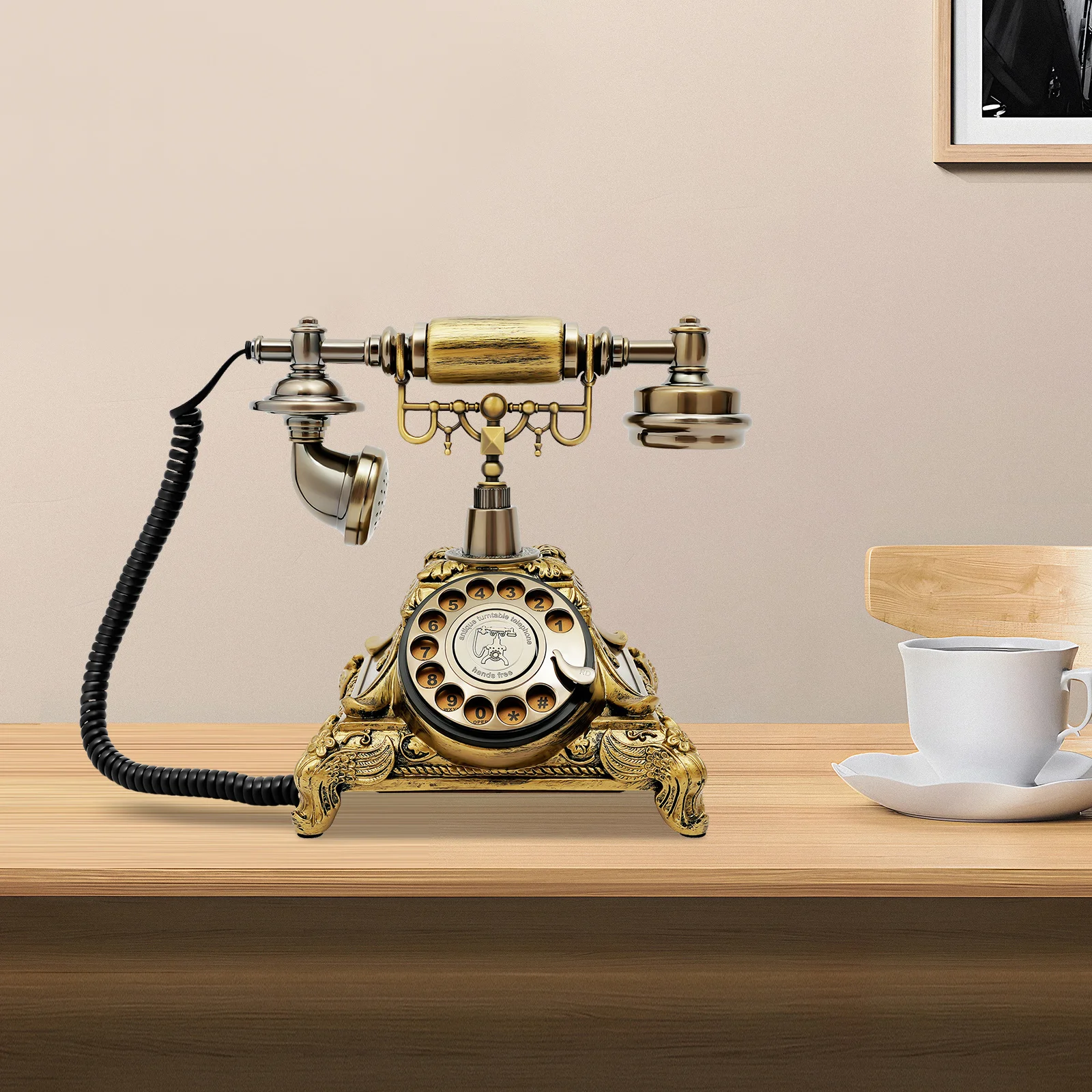 Retro Telephone European Style Old Retro Phone Desk Phone Antique Design Landline Telephone Vintage Decorative Telephone Bronze